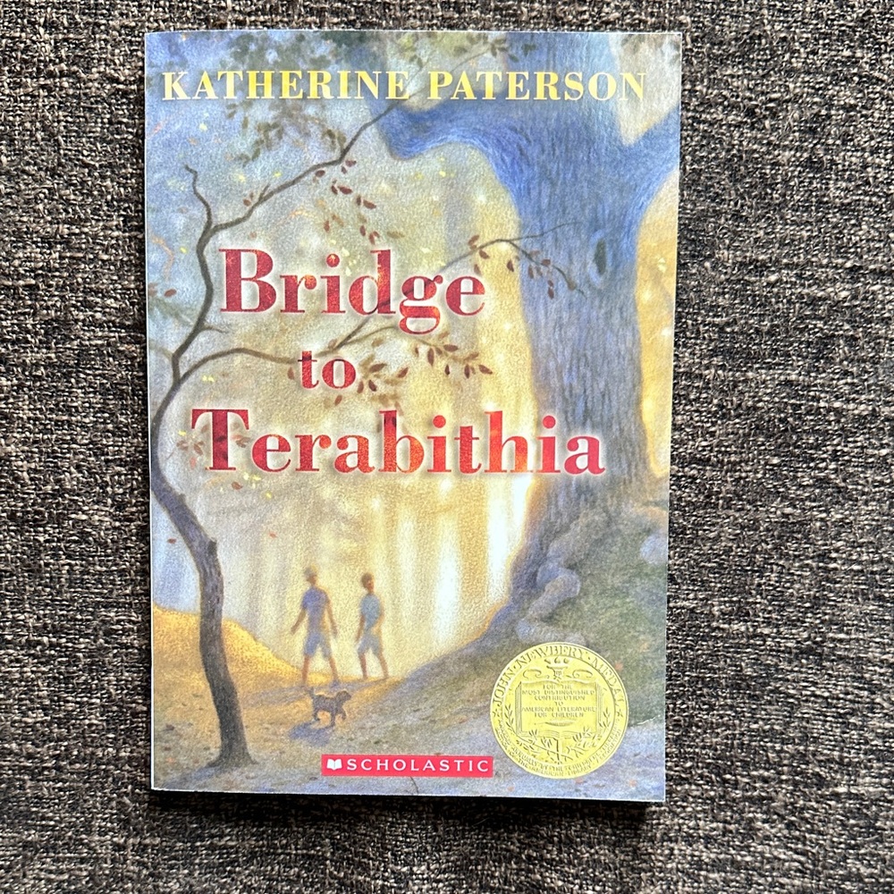 Scholastic Bridge to Terabithia Book with Blue and Gold Cover